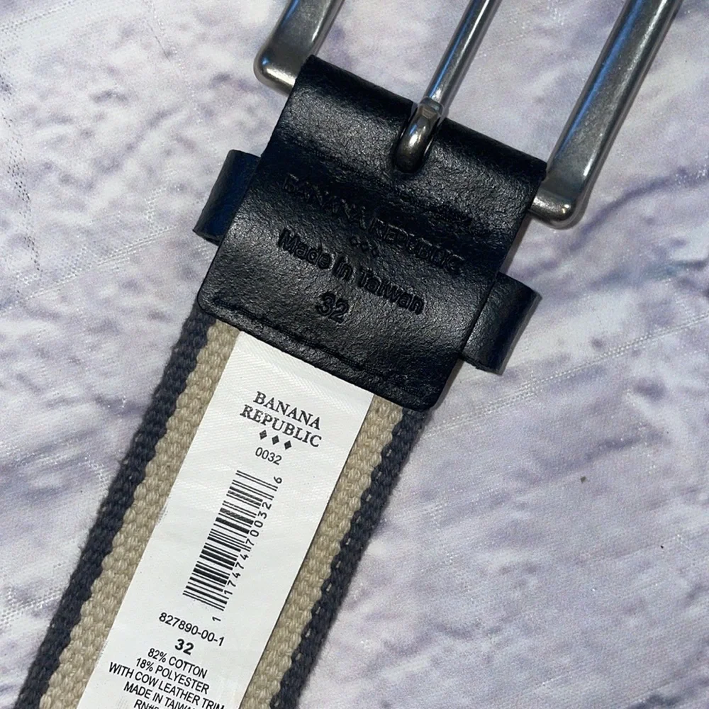 Banana Republic Canvas and Leather Trim Belt